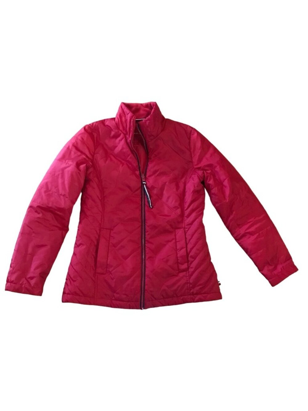 Tommy Hilfiger Jacket Women's Small Red Puffer Quilted Coat Pockets Lightweight
